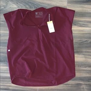 Figs rafaela top NWT size small in burgundy